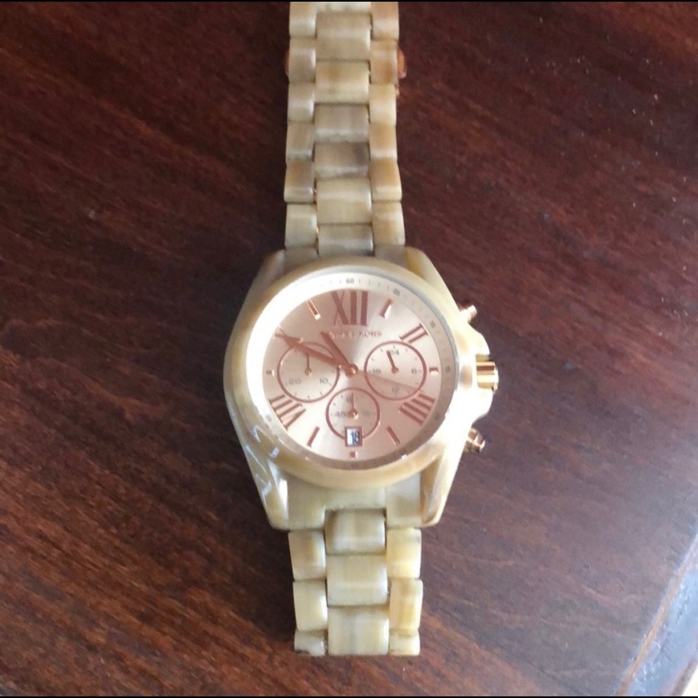 Micheal Kors bone watch with gold accents